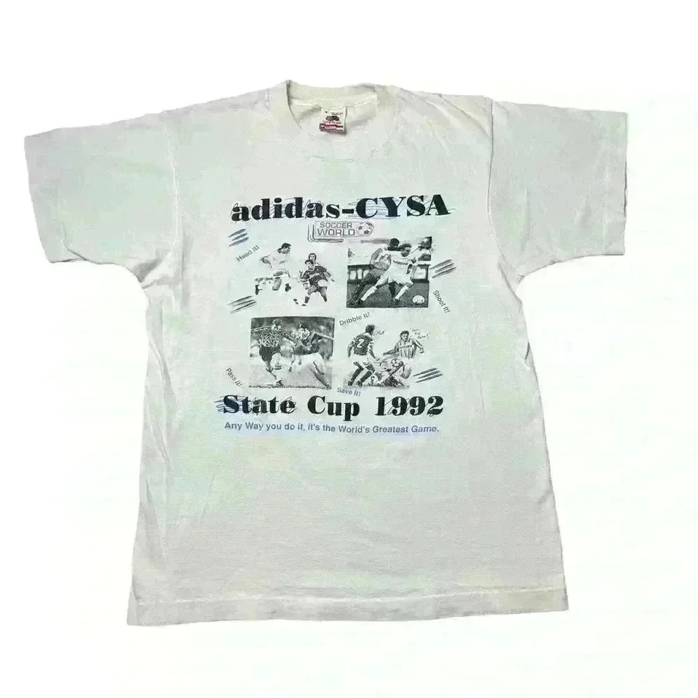 Vintage adidas CYSA Soccer World State Cup 1992 T-Shirt size medium usa made